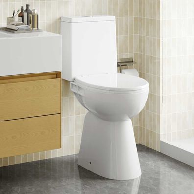 vidaXL Randloses WC 7 cm Extra Höhe Soft-Close Keramik Weiß