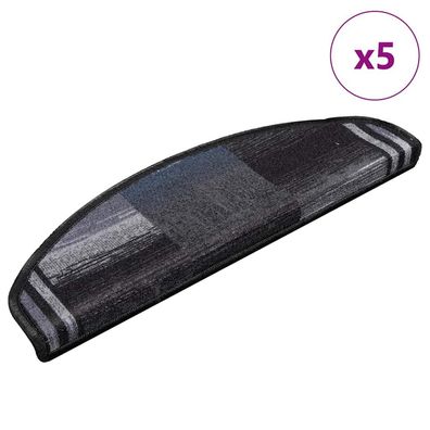 vidaXL Stufenmatten Selbstklebend 5 Stk. 65x21x4 cm Schwarz Grau