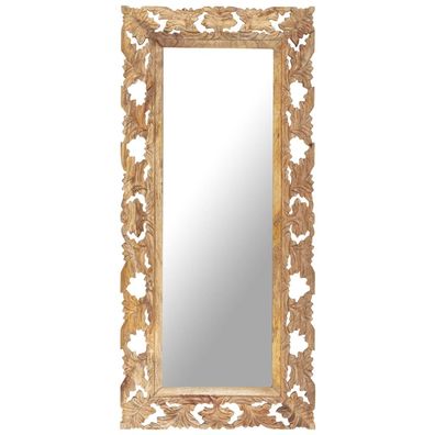 vidaXL Spiegel Handgeschnitzt Braun 110x50 cm Massivholz Mango