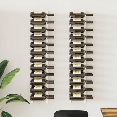 vidaXL Wand-Weinregal für 24 Flaschen 2 Stk. Weiß Eisen