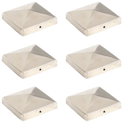 vidaXL Pfostenkappen 6 Stk. Pyramide Edelstahl 101 x 101 mm