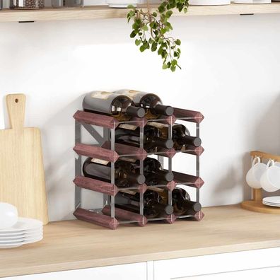 vidaXL Weinregal für 12 Flaschen Braun Massivholz Kiefer
