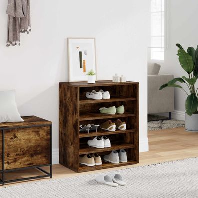 vidaXL Schuhschrank Räuchereiche 60x35x70 cm Holzwerkstoff