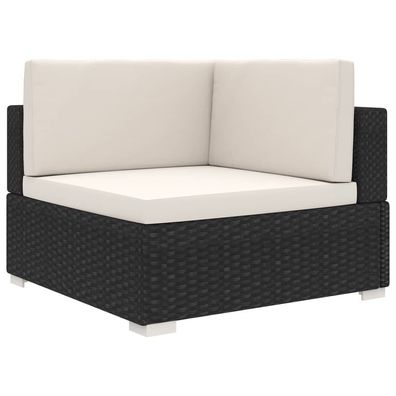 vidaXL Modular-Sofa-Eckteil 1 Stk. + Auflagen Poly Rattan Schwarz