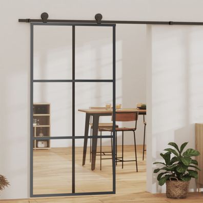 vidaXL Schiebetür mit Beschlag ESG-Glas & Aluminium 102x205 cm