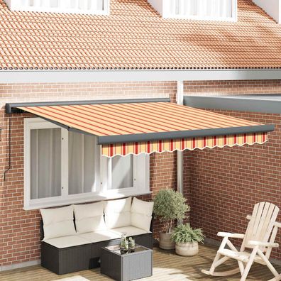 vidaXL Markise Einziehbar Gelb und Weiß 3,5x2,5 m Stoff und Aluminium