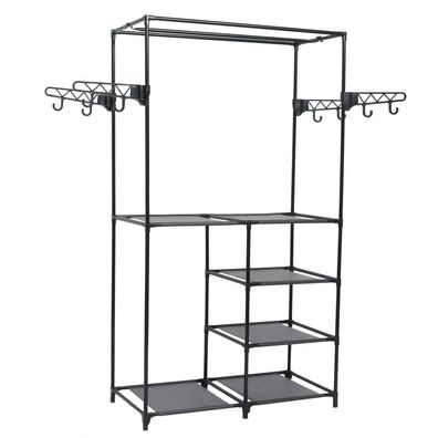 vidaXL Kleiderständer Stahl und Vliesstoff 87x44x158 cm Schwarz