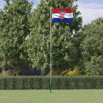 vidaXL Flagge Kroatiens mit Mast 6,08 m Aluminium