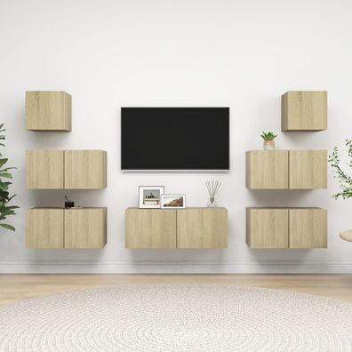 vidaXL 7-tlg. TV-Schrank-Set Sonoma-Eiche Holzwerkstoff