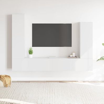 vidaXL 4-tlg. TV-Schrank-Set Weiß Holzwerkstoff