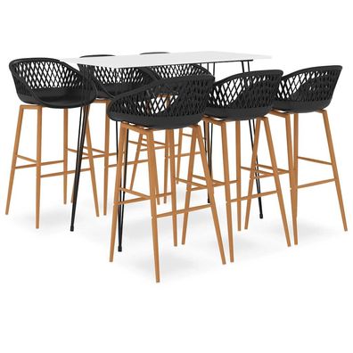 vidaXL 7-tlg. Bar-Set Weiß und Schwarz