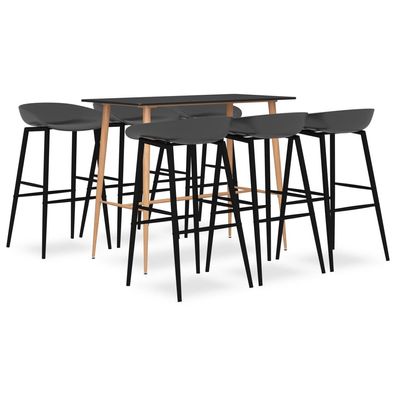 vidaXL 7-tlg. Bar-Set Schwarz und Grau