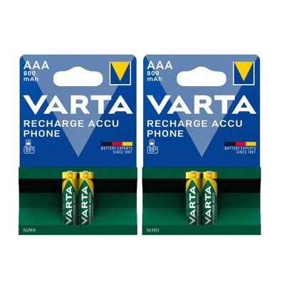 2x VARTA Micro Akku AAA 800mAh speziell DECT schnurlos Telefon HR03 Ni Mh Blister