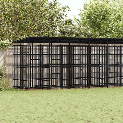 vidaXL Outdoor-Hundezwinger mit Dach Stahl 16,59 m²