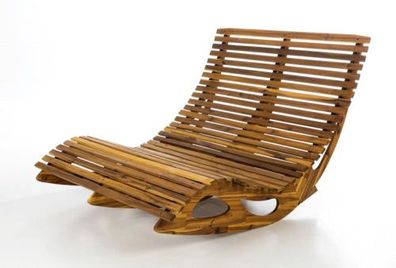 HC Garten & Freizeit Ergonomische Doppelschwungliege XXL Saunaliege aus Akazienholz