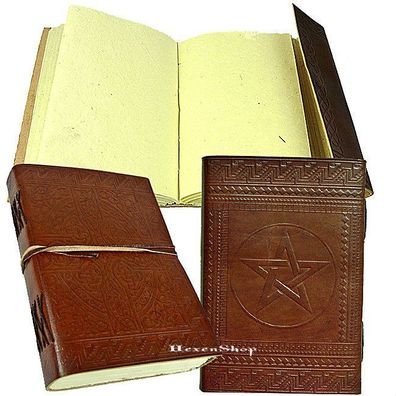 Lederbuch mit Pentagramm Tagebuch Notizbuch Gästebuch Leder