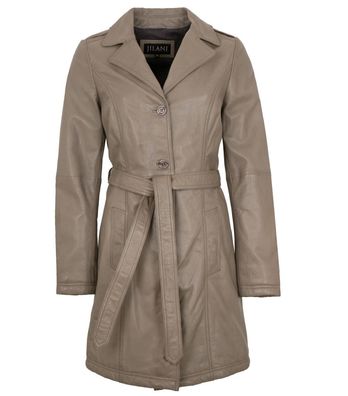 Jilani - Damen Ledermantel Lammnappa dark sand