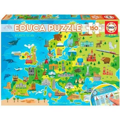 18607, Europakarte, 150 Teile Puzzle für Kinder ab 6 Jahren, Landkarte, Lernpuzzle