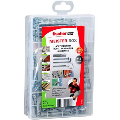fischer Meister-Box UX mit Schrauben und Haken, Dübel (hellgrau, 118-teilig)