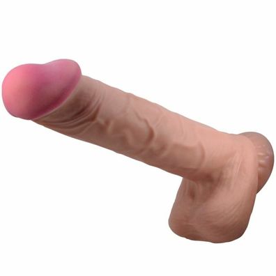 Sliding Haut Serie Realistischer Dildo mit gleitender Haut Saugnapf Braun 26 Cm
