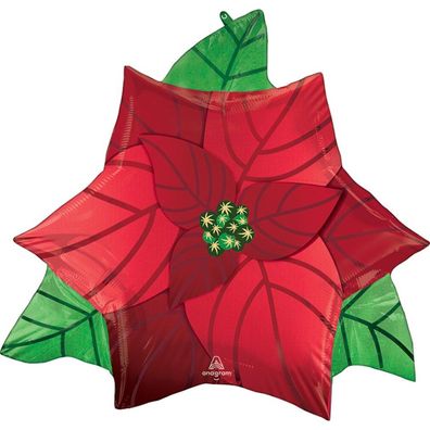 SuperShape Satin Weihnachtsstern Folienballon P30 verpackt 66 cm x 60 cm