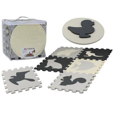 Weiche Puzzlematte aus kontrastierendem, pädagogischem EVA-Schaum, Grau, 28 Teile