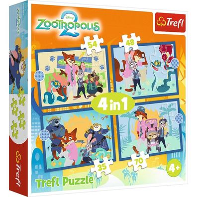 Puzzle - 4-in-1 (35, 48, 54, 70) - Zootopia voller Abenteuer - Zootopia 2 - 34677