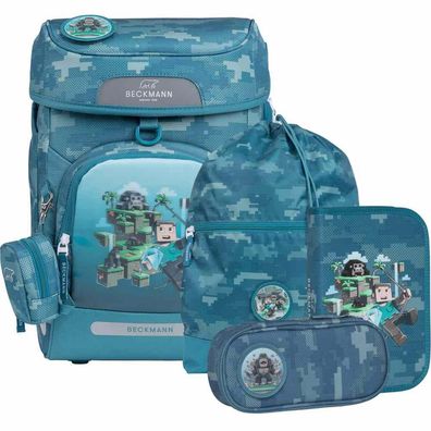 Beckmann Schulranzen Plus Air Set 6tlg. Jungle Game grün Schulrucksack