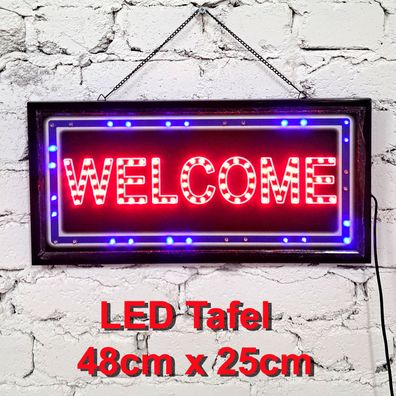 Leuchttafel Lichtafel Leuchtschild Werbung Werbeschild LED Welcome 48 x 25 cm Reklame