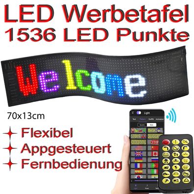 1536 LED Flexible Display Panel Auto Scrolling Animation Anzeigefeld Bildschirm 70x13