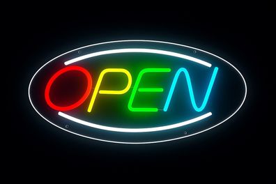 NEON LED OPEN Leuchtschild Werbeschild Werbetafel Schild Neonschild