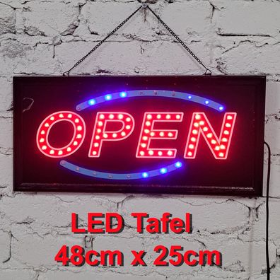Leuchttafel Lichtafel Leuchtschild Werbung Werbeschild LED OPEN 48 x 25 cm Reklame We