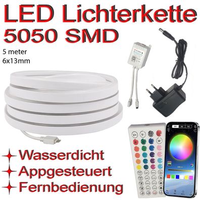 Außenbeleuchtung RGB LED Strip Neon Streifen Lichtschlauch Wasserdicht 5m 230V