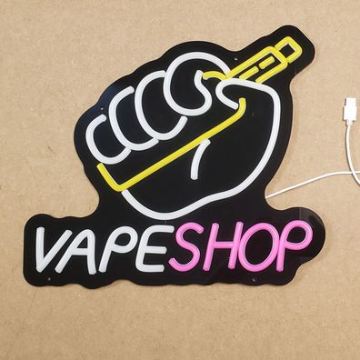 Werbung Werbeschild LED VAPE SHOP 35 x 32 cm Reklame Werbetafel Schild