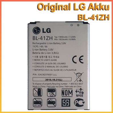 Original LG BL-41ZH Akku Leon, Leon 4G LTE, L Fino, L50, L50 Sporty, D213, D213N, D29