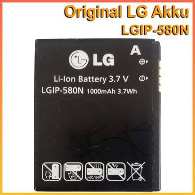 Original LG LGIP-580N Akku GC900, Viewty Smart, GT400, Viewty Smile, GT404, GT500 Bat