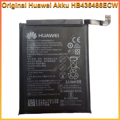 Original Huawei Akku HB436486ECW für P20 Pro Battery Batterie Gebraucht