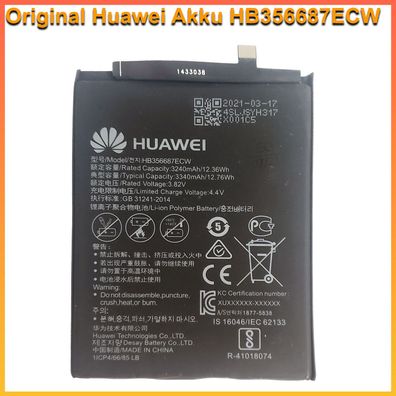 Original Huawei Akku HB356687ECW für P30 Lite Mate 10 Lite Nova 2+ Honor 7X Battery B