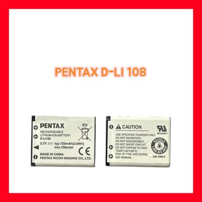 Original PENTAX Akku D-LI108 Optio L30, Optio L40, Optio M30, Optio M40, Optio M90, O