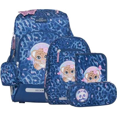 Beckmann Schulranzen Active Air Flex Set 6tlg. Cheeta blau Schulrucksack Gepard