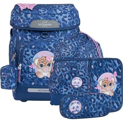 Beckmann Schulranzen Plus Air Set 6tlg. Cheeta blau Gepard Schulrucksack