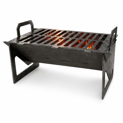 QLS Klappgrill aus Rohstahl klappbar für Camping Grillen und Outdoor 11491