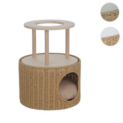 Katzenbett HWC-Q59, Katzenhöhle mit Kletterbereich Katzenkorb Holz FSC® 50x39x39cm