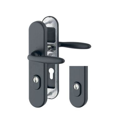 HOPPE Verona Türdrücker Schutzgarnitur mit ZA Alu schwarz matt 1510/3332ZA/3310