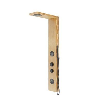 Duschpaneel Edelstahl BALTI Massage Wasserfall Thermostatisch in Bambus, Schwarz