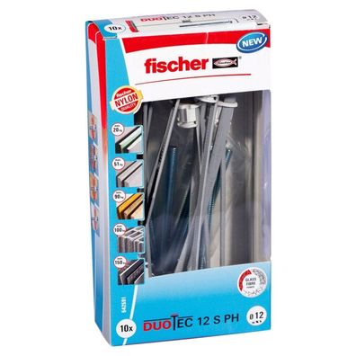 fischer Kippdübel DUOTEC 12 S PH M LD (hellgrau/rot, 10 Stück, mit Schraube)