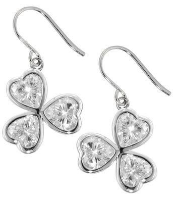 trendor Schmuck Damen-Ohrringe 925 Silber Herzchen Ohrhänger mit Zirkonia 69890