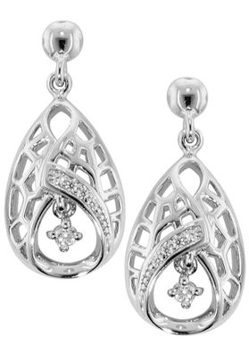 trendor Schmuck Damen Ohrringe Silber 925 Zirkonia Ohrhänger tropfenförmig 69937
