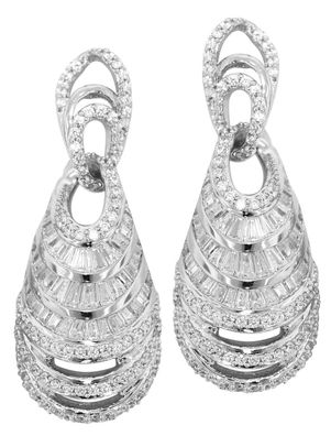 trendor Schmuck Damen Ohrringe 925 Silber Ohrhänger Luxury mit Zirkonias 80722