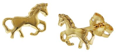 trendor Schmuck Kinder-Ohrringe Gold 333 Pferde Ohrstecker 35809